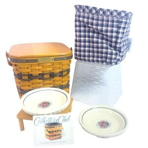 Longaberger J.W. Collection Miniature Two-Pie Basket 1999 Edition Set w/ Plates